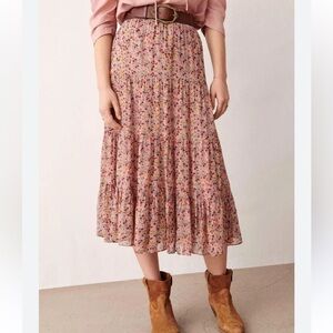 ba&sh Mondar Multicolor Floral tiered midi Skirt western boho